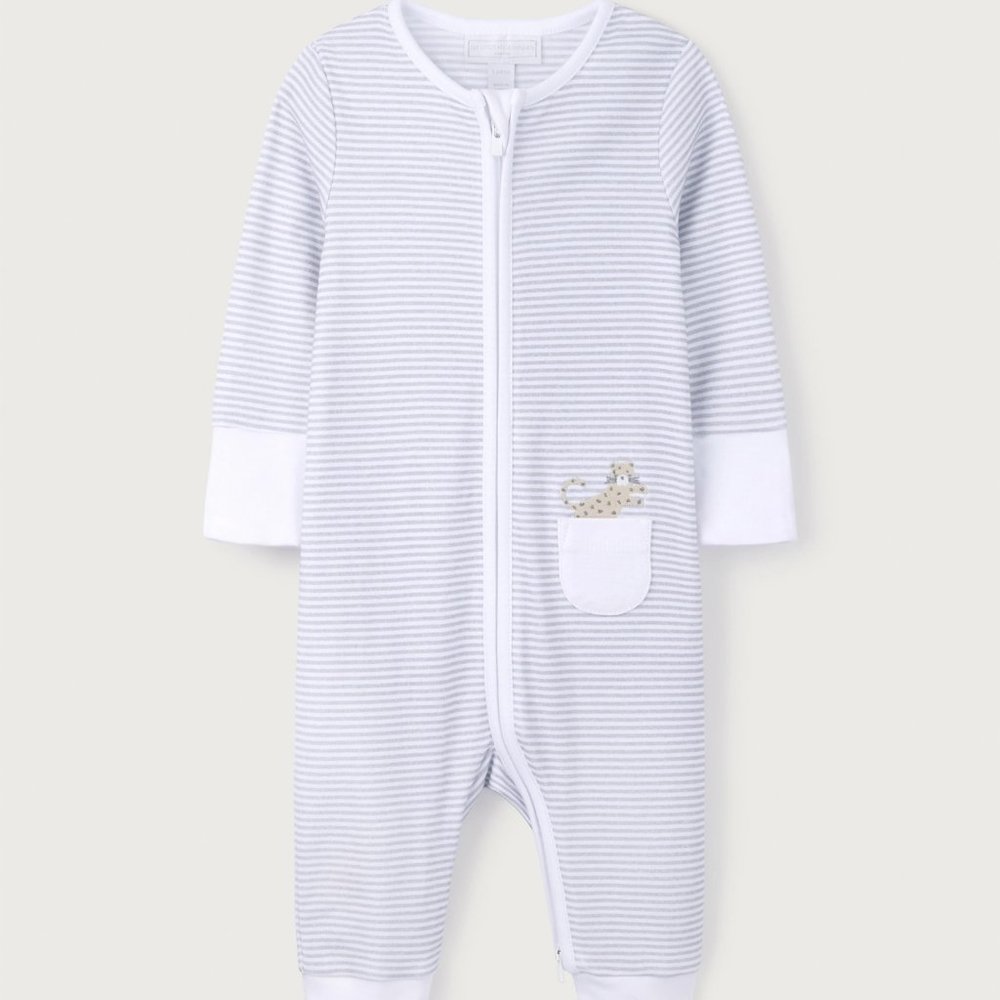 The Little White Company Stripe Zip Onesie Size 0-3 mo